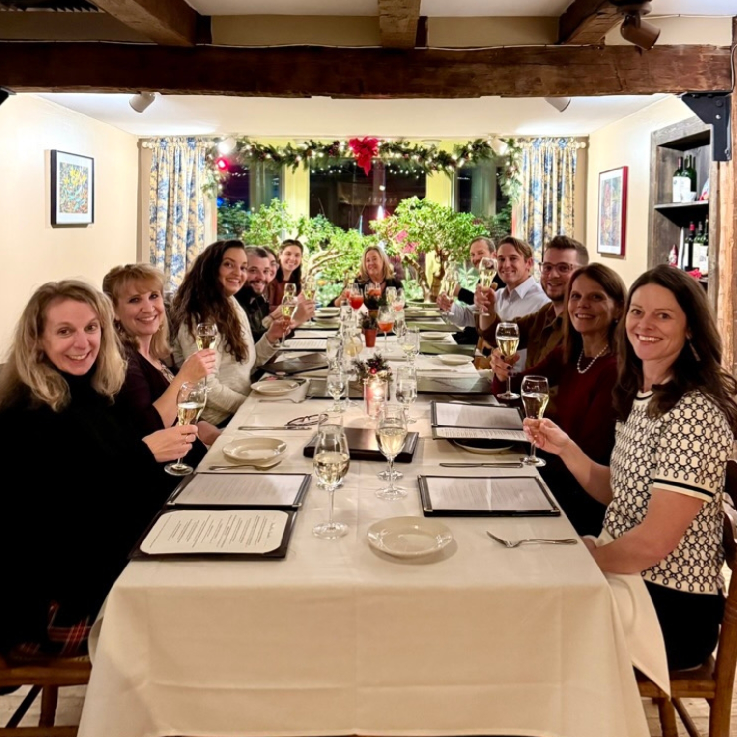 The ETS team at the company holiday dinner