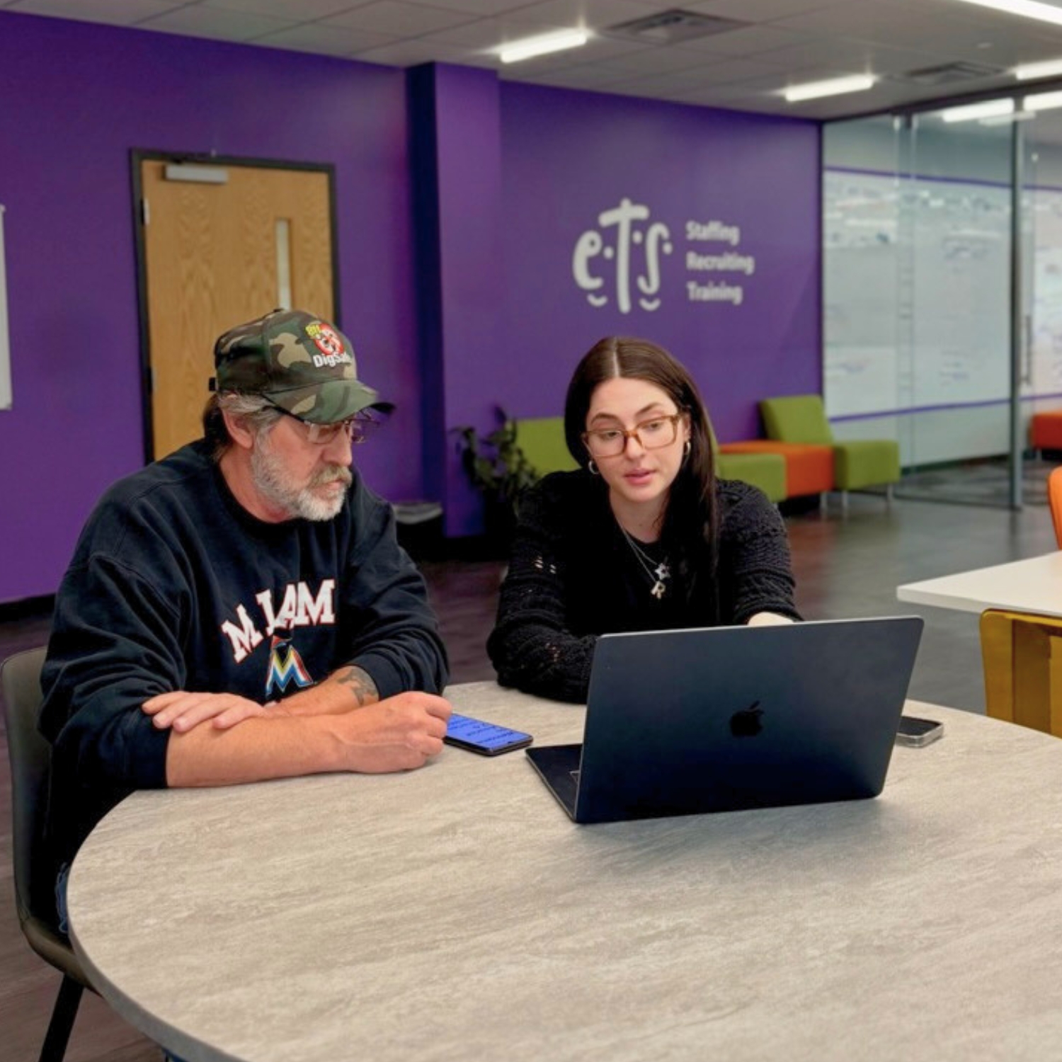 ETS recruiter onboarding a new employee at the Vermont office