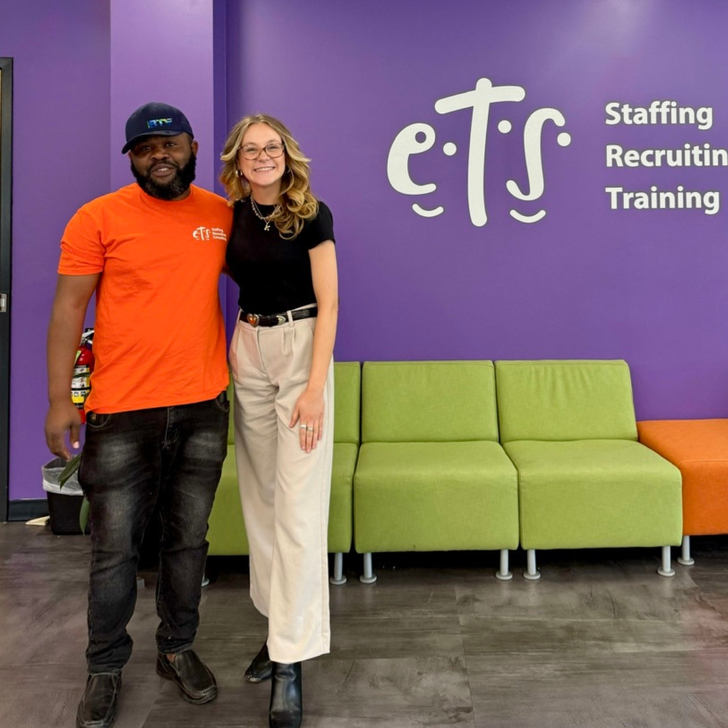 Katie, ETS recruiter, with a candidate at the Vermont office