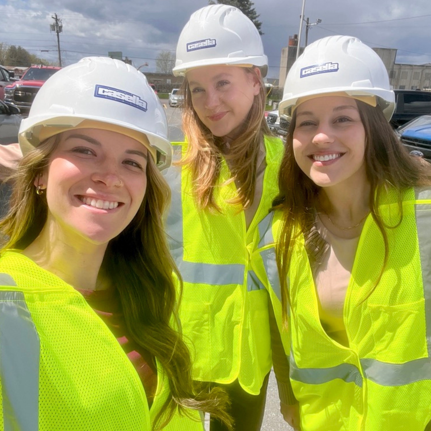 ETS recruiters in hard hats and safety vests on a client site tour in Vermont